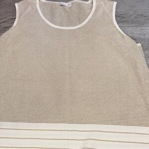 Calvin Klein Beige and White Striped Women's Dress Top 2X